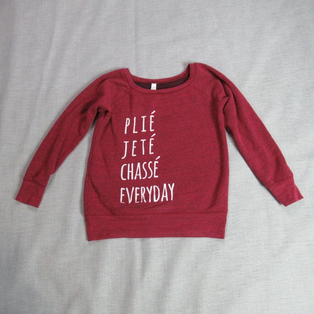 Bella Canvas Sweatshirt Juniors Small Burgundy Fleece Dancer Pullover Lounge